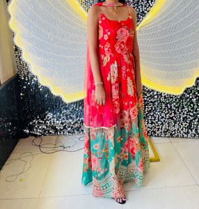 Stunning Floral Print Ethnic Gown