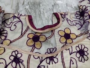 Unique Violet Chiffon Saree+Blouse+Freegift-₹200🤩