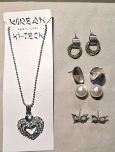 Heart Pendant Necklace &amp; Earring Set