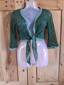 Green Lace Bolero Cardigan