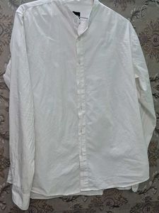 Men's White Band Collar Shirt 🤍