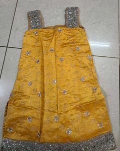 Golden yellow designer embroidery sharara
