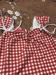 Red Gingham  Top with Tie Straps