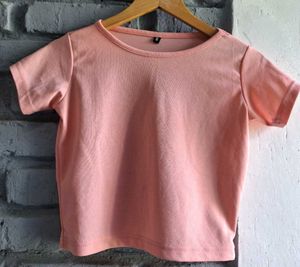 Combo Set: 2 Casual Crop Tops (Peach + Cobalt Blue