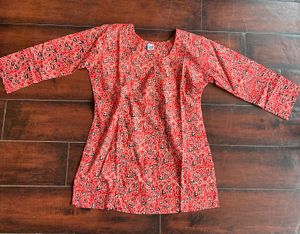 Red Paisley Print Kurta