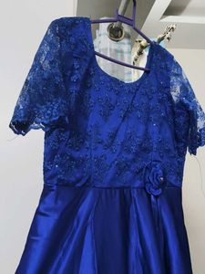 Royal Blue Lace & Satin Gown