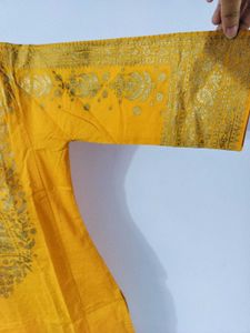 Vishudh brand Yellow Kurti with Gold Print