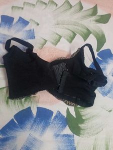 Floral Embroidered Black Bra