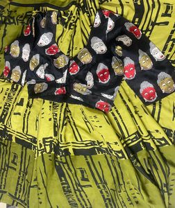 Abstract print shaded Sari with Kalamkari Blouse