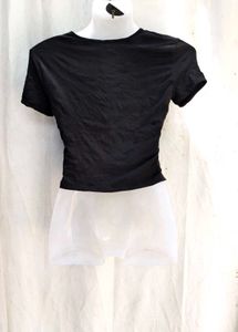 73209. Black Ring Detail V-Neck Top