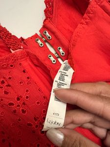 Red Broderie Anglaise Corset Top