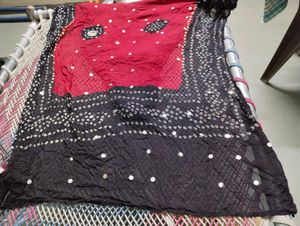 Red & Black Mirror Work Dupatta