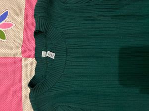 Green Textured Long Sleeve Top