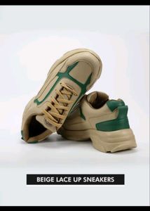 Casual Beige & Green Sneakers SALE