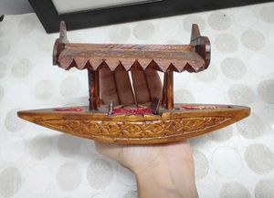 Set of 3 Kashmiri woodcraft decorative artifacts