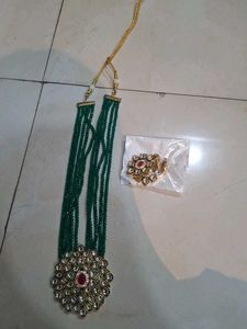 Emerald Green Beaded Necklace Set