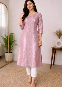 Elegant Pink Embroidered Kurta