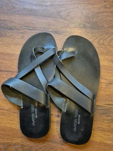 Pure Leather Black Chappal For Men From GREECE