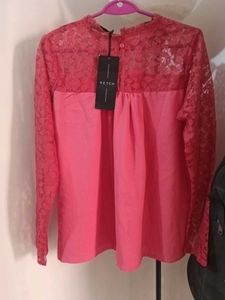 Coral Lace Long Sleeve Top