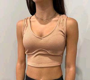Ribbed V-Neck Crop Top
