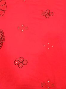 Red &amp; Black Embroidered Saree