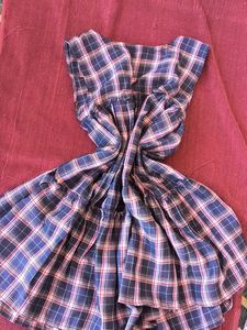 Blue Plaid Tiered Dress