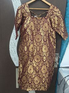Elegant Brocade Suit - Rich Maroon &amp; Gold