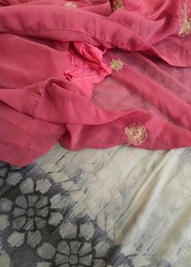 Beautiful Pink Kurta Set with Gold Embroidery