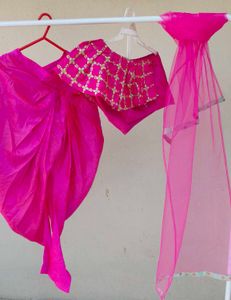 Stunning Pink dhoti Choli Set