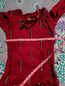 Red &amp; Black Ethnic Kurta Set with Mirror Work