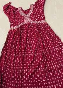 Maroon Embroidered Kurta
