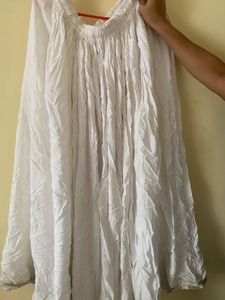 White Crinkle Cotton Maxi Skirt