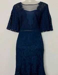 Elegant Navy Lace Dress