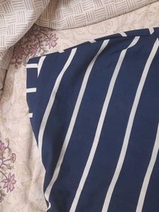 Chic Navy Striped Button-Up Top