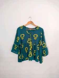 Sea Green Printed Top (Women's)