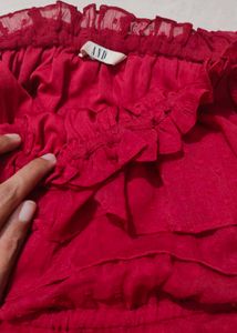 Chic Off-Shoulder Ruffled Red Dress