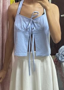 Cute Blue Halter Neck Top