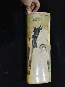 Vintage Clutch Bag with Fashionable Woman Print