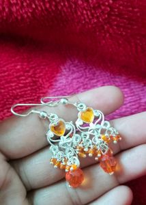 Beautiful Heart Shaped Orange Earrings