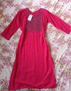 Vibrant Pink Embellished Kurta