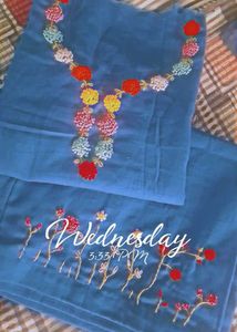Blue Embroidered cord set