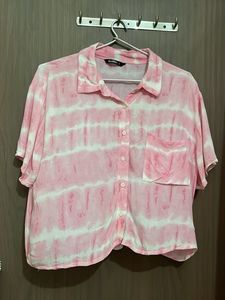zudio Pink Tie-Dye Button-Up Shirt for L