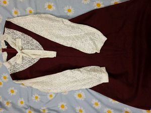 Maroon Lace Detail Dress