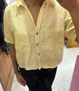 Casual Short Sleeve Button-Up Top