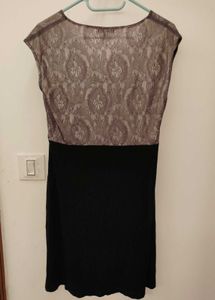 Stylish Black &amp; Grey Patterned Dress