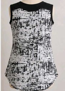Stylish Sleeveless Abstract Print Top