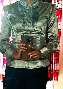 Imported Satin Fitted top With Belt