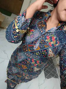 Beautiful Blue Patchwork Kurta Set
