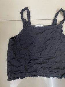H&amp;M Dark Grey Textured Crop Top