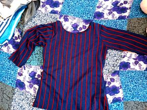 Simple Blue Women Top In XL Size